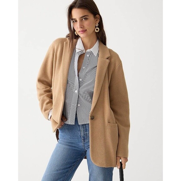 J. Crew Jackets & Blazers - J. Crew Plus Size XXL Cecile Relaxed Sweater Blazer Jacket Khaki Knit PS18